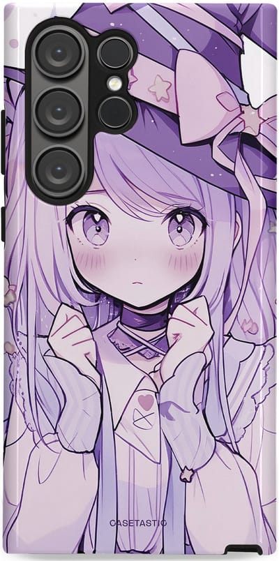 Casetastic hoesje geschikt voor Samsung Galaxy S23 Ultra - Dubbellaagse bescherming - Strik en Staren - Fashion Case - Lila Lichtgrijs Wit Lichtroze