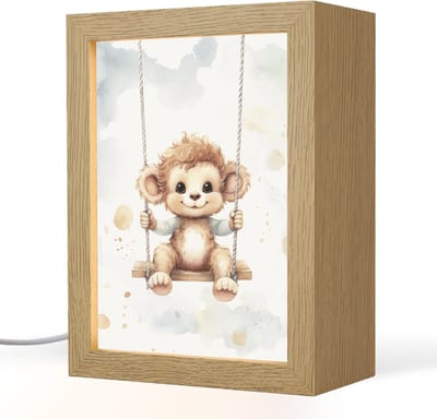 Nachtlampje 15x20 cm - Kinder lampje - Aap - Dier - Kinderen - Tafellamp kinderkamer - Slaapkamer lamp - Bedlamp kinderen - Kinderlampje stopcontact - Wandlamp babykamer - Nachtlampjes