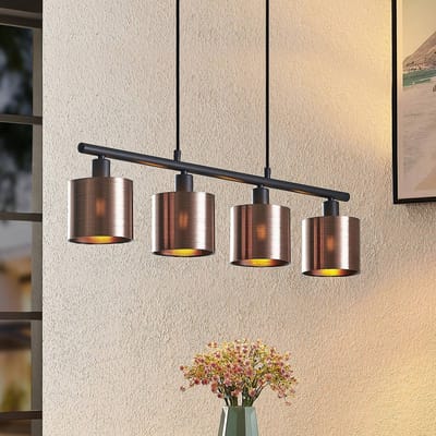 Lindby - hanglamp - 4lichts - PVC, ijzer - H: 11 cm - E14 - donker brons, mat zwart