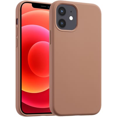 Accezz Hoesje - Geschikt voor Apple iPhone 12 Pro / 12 - Liquid Silicone Backcover geschikt voor MagSafe - Lichtbruin