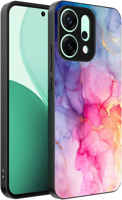 Geschikt voor Oppo Reno 14 Telefoonhoesje met marmeropdruk - TPU backcover case marble design - Regenboog - Smartphonica geschikt voor Oppo Reno 14