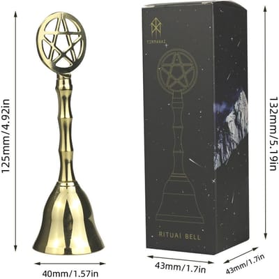 Autel Cloche en Cuivre Pentagramme Shaker Cloches à Main en Laiton Wicca Divination Outil Astrologique Décoration Sorcellerie Rituels Païens Cérémonies