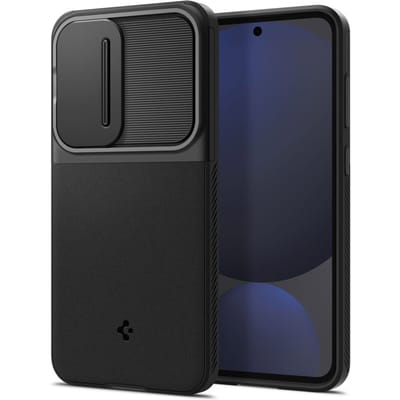 Spigen Optik Armor | Hoesje Geschikt voor Samsung Galaxy S24 FE | Back Cover met Camera Slider | Zwart