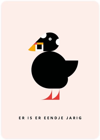 Er is er eendje jarig - 4x leuke verjaardagskaarten om te versturen - kaartenset - kaart met Brilzee-eend - vier kaarten met vogels