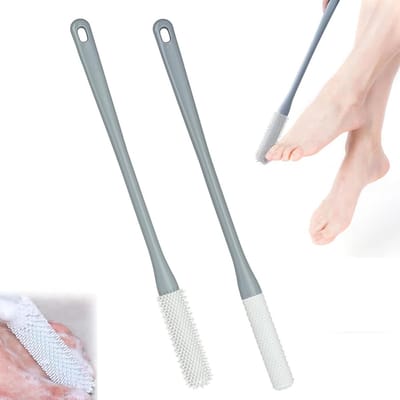 Siliconen Voetwasborstel Set voor Douche, Lange Handgreep, Ideaal voor Tussen Teennagels en Voetverzorging