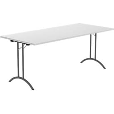 Schäfer Shop Select klaptafel, rechthoekig, dubbel T-poot frame, speciaal klapbeslag & vloercompensatie, B 1800 x D 800 x H 720 mm, lichtgrijs/antraciet