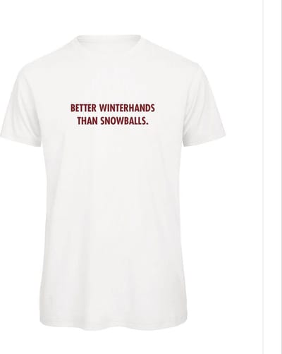 Better winterhands than snowballs wintersport t-shirt Wit S - Bordeaux rood - soBAD. | Foute apres ski outfit | kleding | verkleedkleren | wintersport t-shirt | wintersport dames en heren