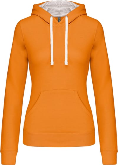 Kariban Damessweater met capuchon in contrasterende kleur K465 - Orange / White - XS