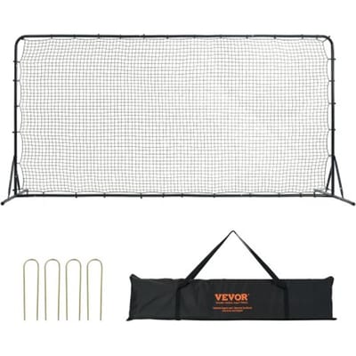 VEVOR Voetbal Rebound Netten Draagbare Bounce Wall Voetbal 366 x 121 x 183cm, Rebounder Voetbal Rebound Net Ijzeren Pijp en PE Net Kinderen en Tieners Verstelbaar Voetbaldoel Rebounder Kicker Zwart
