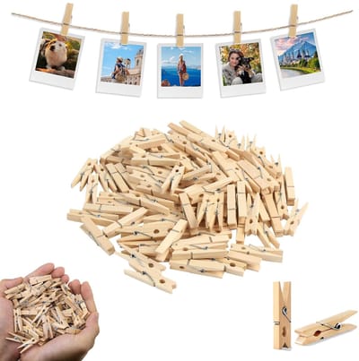 Mini Wooden Pegs Mini Clothes Pegs 35 x 7 mm Natural Wooden Clips Decorative Clips for Photo Maker, Photo Holder - ShopVlot