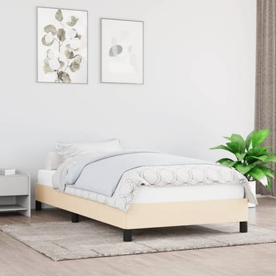 vidaXL - Bedframe - zonder - matras - 90x200 - cm - stof - crèmekleurig