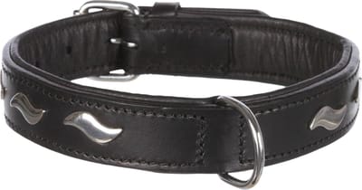TRIXIE | Trixie Halsband Hond Active Leer Met Golfjes Zwart