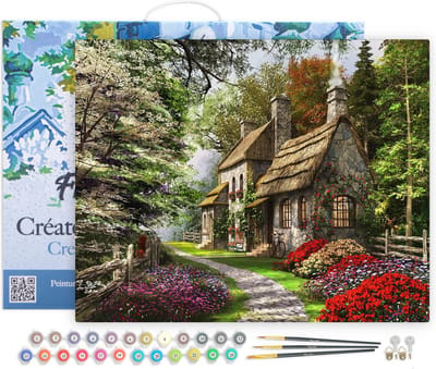 Figured'Art Schilderen op Nummer Volwassenen met lijst - Plattelandslandschap - Handwerk acrylverf Kit DIY Compleet - 40x50cm Canvas al ingelijst
