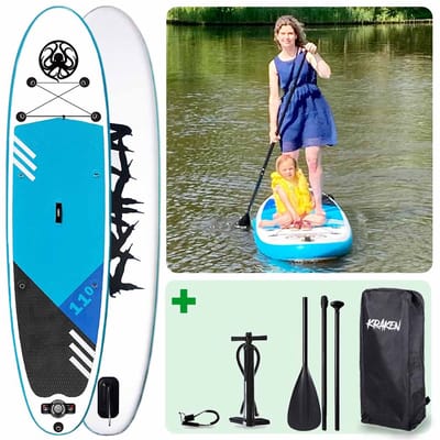 KRAKEN SUP 11’0 Fly | Ultra Licht & Stabiel Beginners Supboard | Compleet met KRAKEN Suptas, Verstelbare Peddel & Veiligheidslijn | 335x84x15 CM | Stand Up Paddle Board voor Familie | Tot 180 KG Draagvermogen | NIEUW 2025 Model