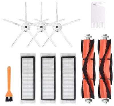 Reserveonderdelenset Geschikt voor Mi Roborock S6/ S5/ E2/ E35 robotstofzuiger 10 stuks, 3 × 5-armige zijborstel, 3 × filter, 2 × rolborstel, 1 × gele borstel, 1 × PE-zak