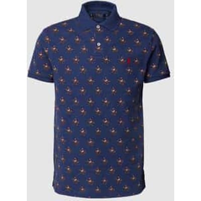 Slim fit poloshirt met all-over motief