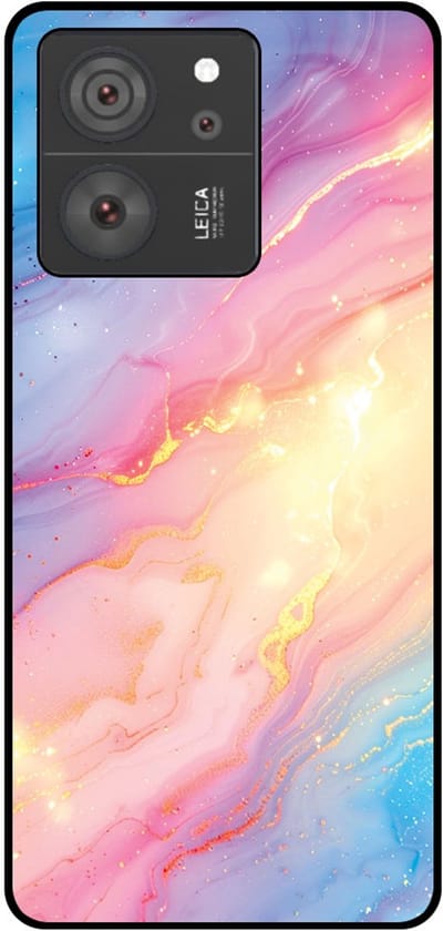Smartphonica Telefoonhoesje Geschikt voor Xiaomi 13T / 13T Pro met Regenboog Glitter Marmer Opdruk - TPU Backcover Case Rainbow Glitter Marble Design geschikt voor Xiaomi 13T;Xiaomi 13T Pro