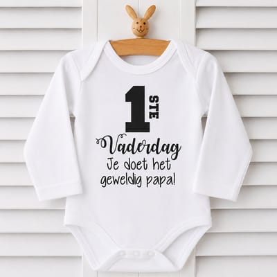 Rompertje baby tekst cadeau | eerste vaderdag je doet het geweldig papa | Lange mouw | wit zwart | maat 50-56 | mooiste cadeautje kind liefste lief leukste mijn is de allerbeste allerliefste i love van de hele wereld papa's voor kind beste held