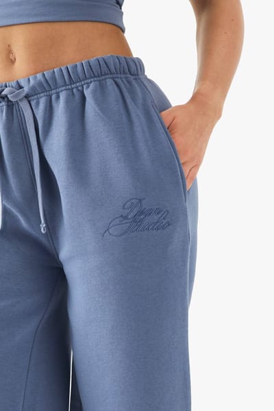 Dames DSGN Studio Contrast Script Rechte Pijp Jogger | Blue | Maat: XS