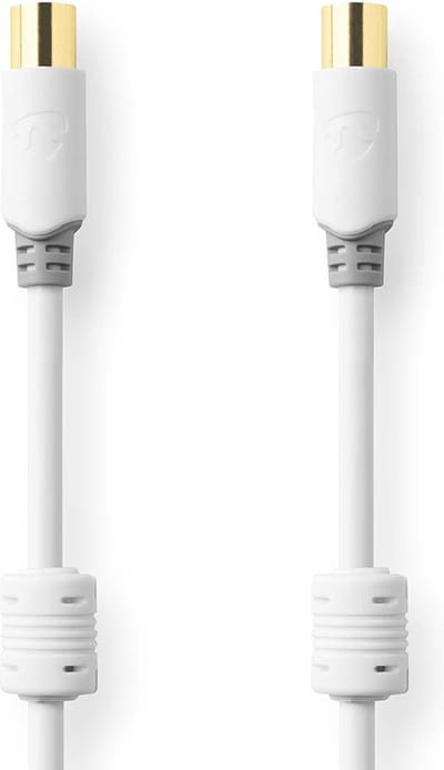 Nedis Coaxkabel - IEC (Coax) Male - IEC (Coax) Female - Verguld - 100 dB - 75 Ohm - Dubbel Afgeschermd - 3.00 m - Rond - PVC - Wit - Doos