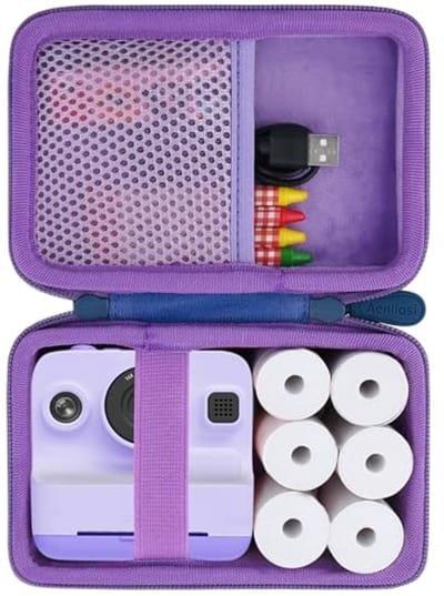 Harde opbergtas voor kindercamera's met fotopapier en kleurpen organizer