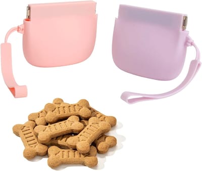 Set van 2 Siliconen Hondensnoepjes, Vacuüm Verzegelde Snackzak, Herbruikbare Trainingszak voor Honden, Ideaal voor Wandelen en Reizen, Duurzaam en Handig