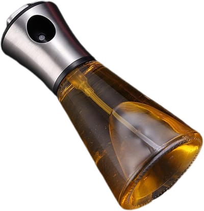 Famanu – 200 ml, portiecontrole glazen sproeier, roestvrijstalen mondstuk voor oliesproeiers, voor keuken, huis, barbecue, bakken, vlees, groenten