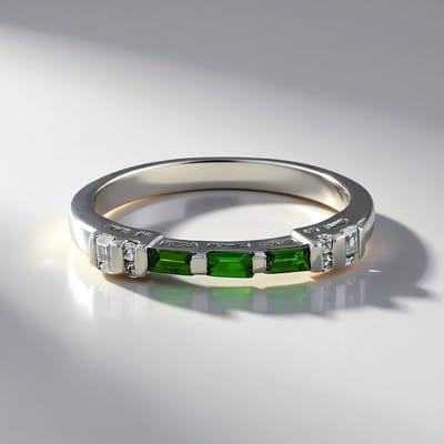 Cavill - Elegante Zilveren Ring 0,33 ct Russische Diopsied & 0,28 ct Cambodjaanse Zirkonen - Platte Platina Verguld