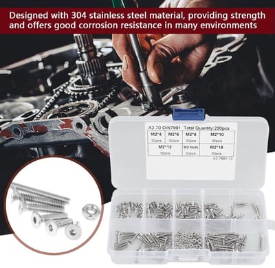 Dailygoods - 230 stuks Roestvrijstalen Schroeven en Moeren Kit