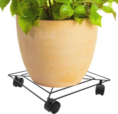 Stevige Plantenroller 30x30 cm - Zwart Gegalvaniseerd Staal met 4 Wielen, Capaciteit 50 kg - Perfect voor Binnen en Buiten