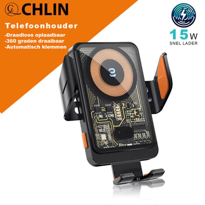 CL CHLIN® - Draadloos Oplaadbare Telefoonhouders voor in de Auto - Qi - Draadloze opladers - Draadloze oplader auto - Autolader - magsafe autolader - autohouder telefoon - telefoonhouder oplader auto - telefoonhouder oplaadbaar - GSM houder