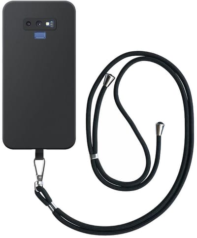 Geschikt voor Samsung Galaxy Note 9 Telefoonhoesje met Afneembaar Zwart Koord - Flexible Back Cover Case Siliconen TPU with Black Lanyard - Zwart - Smartphonica geschikt voor Samsung Galaxy Note 9