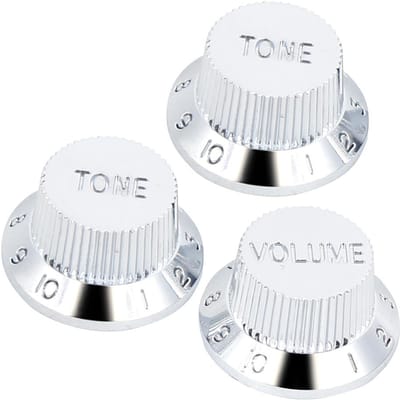 3 Pièces Boutons de Potentiomètre de Guitare Volume Tonalité Argent pour Guitares Électriques