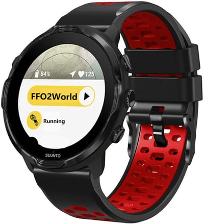Stravo 24mm Tweekleurig Siliconen Bandje Geschikt voor Suunto 7 / Suunto 9 / Suunto 9 Peak Pro / Suunto Spartan Sport Wrist HR / Suunto D5 - Siliconen horlogeband met 3 ventilatieopeningen - Universeel 24 mm aansluiting - Zwart/rood