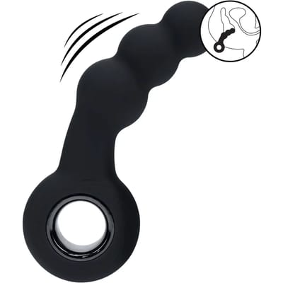 Vibrerende Parelsilicone Prostaatmassager met Lussysteem - Zwart