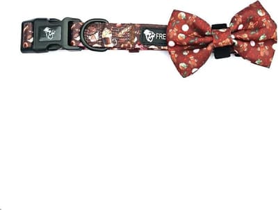 Frenkiez halsband coffee met kerststrik medium
