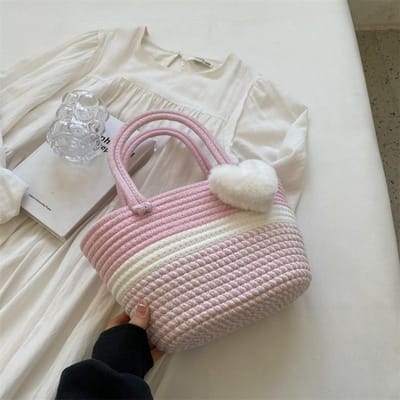 Handgemaakte Gebreide Groentemand Tas voor Vrouwen Nieuwe Trendy Mode Crossbody Tas voor Vrouwen Ins Schoudertas Emmer Tas voor Vrouwen gray