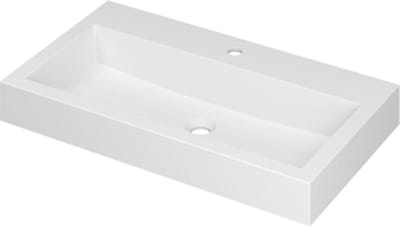 INK Momento wastafel - 80x45x9cm - 1 wasbak - 1 kraangat - polystone wit mat