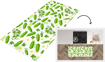 Keukenloper - Loper keuken - Komkommer - Groente - Patronen - 120x50 cm - Keukenloper vinyl