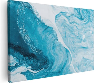 Artaza Canvas Schilderij Abstract - 90x60 cm - Wanddecoratie Marmer Turquoise - Muurdecoratie Abstracte Kunst - Schilderijen Op Canvas