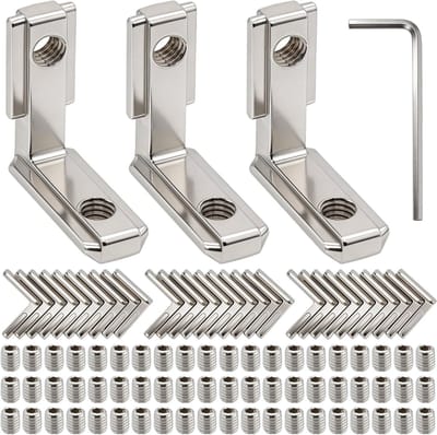 30 stuks hoekbeugels van aluminium voor T-slot systemen, 90 graden connector voor 2020 serie, stevige en duurzame bevestigingselementen