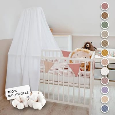 Bedhemel babybed 100% katoen mousseline - 12 kleuren - kinderbed hemelse gordijnen - decoratie voor babykamer