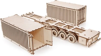 Eco Wood Art Modelbouwpakket Container Semitrailer Road King - 3D Puzzel - Miniatuur Bouwpakket Volwassenen - DIY - Knutselen - Hout