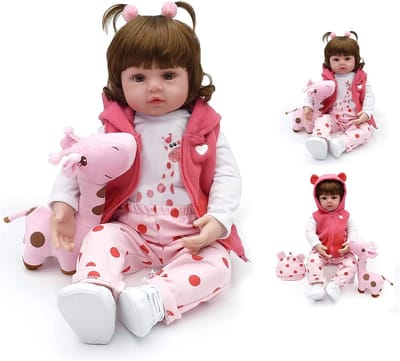 Realistische Pop - Zachte Baby Pop - Rollenspel Speelgoed - Met Katoenen Lichaam - 55 cm - Roze