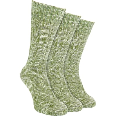 3-Pack Heren Warme 100% Wol Geribde Sokken met Versterkte Hak en Teneneind