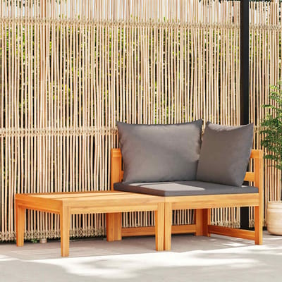 vidaXL - 2-delige - Loungeset - met - donkergrijze - kussens - acaciahout