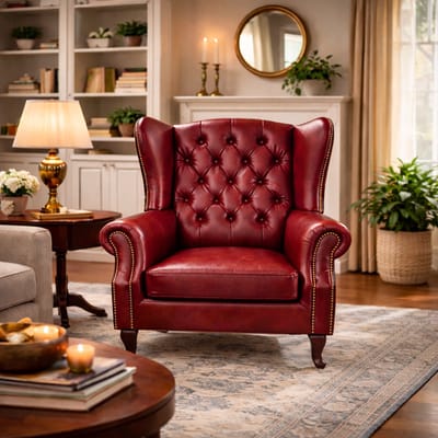 Chesterfield Fauteuil - Rood - Leer - Stoel Chesterfield - Arm Chair - Lounge Chair - Clubfauteuil - Relaxfauteuil - Loungestoel - Zetel