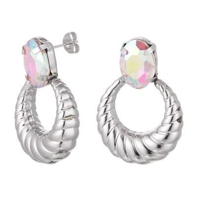 Yehwang Oorbellen Twist met Steen zilver