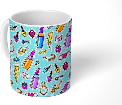 Mok - Koffiemok - Design - Sticker - Make Up - Ringen - Mokken - 350 ML - Beker - Koffiemokken - Theemok