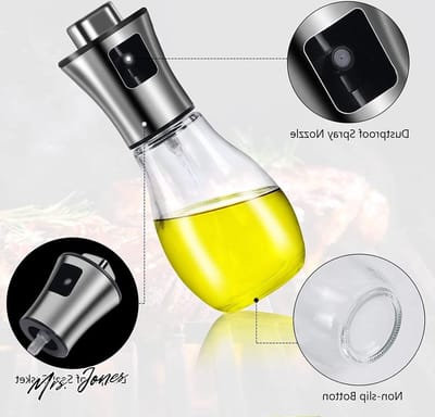 Mrs. Jones oliesproeier spijsolie glas roestvrij staal koken heteluchtfriteuse BBQ bakken 200 ml .